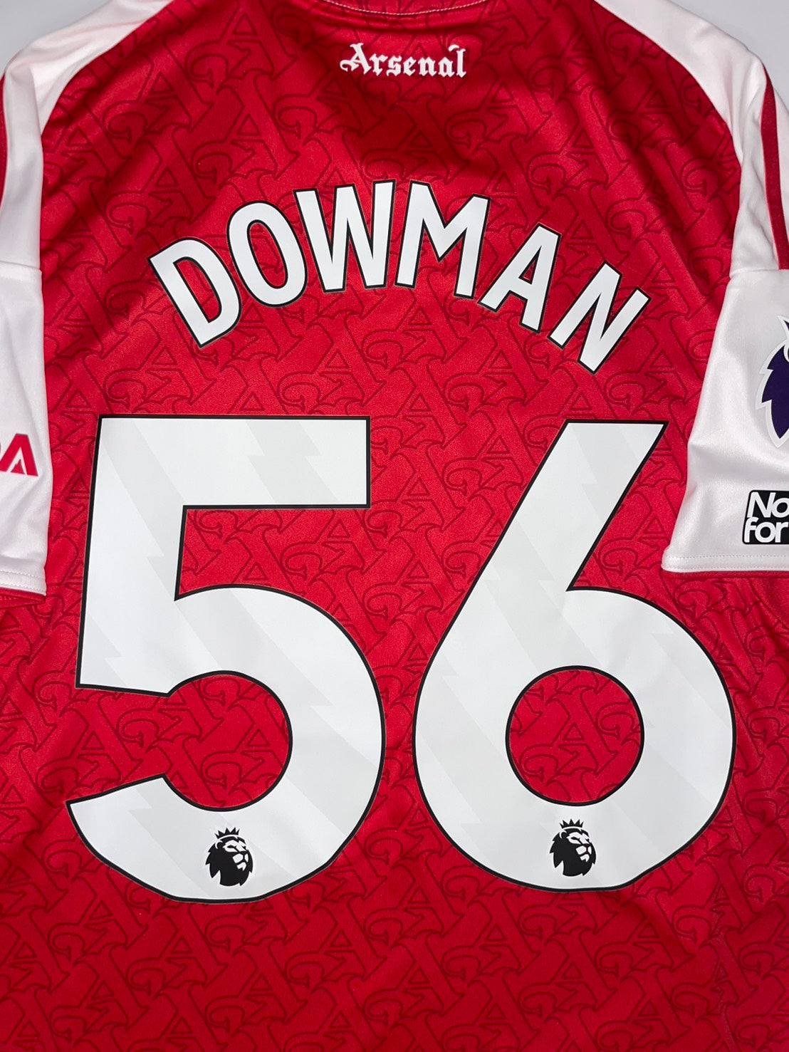Official #56 ダウマン 25/26 アーセナル Home スタジアムユニフォーム EPL サイズ M（JP:XL）